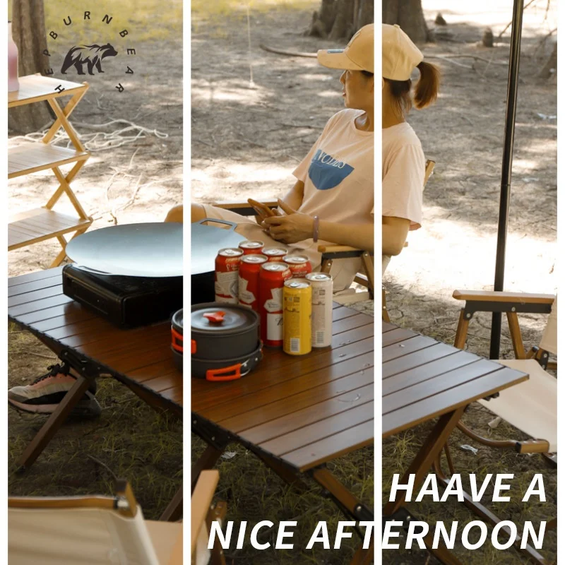 Outdoor camping portable aluminum alloy folding BBQ casual egg roll table