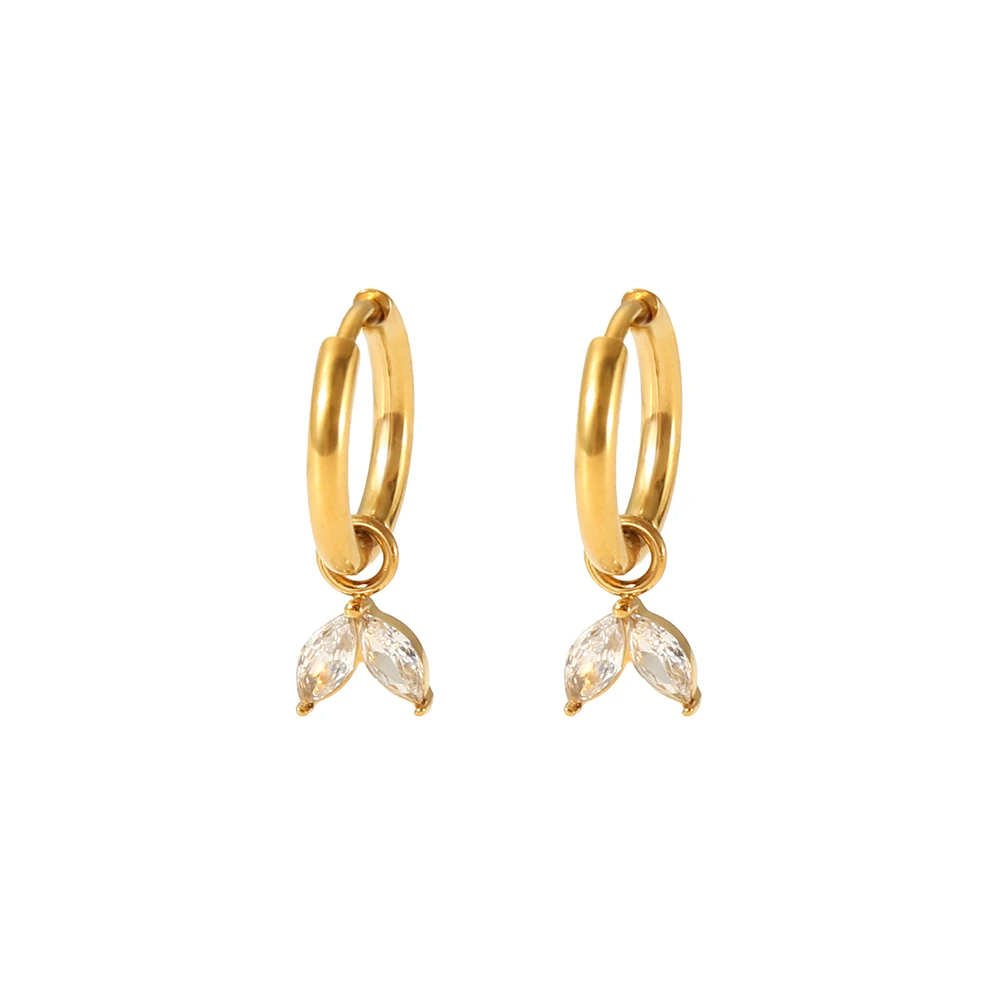 Minimalist Drop Small Hoop Earrings Geometric Rhombus Rectangle Heart Diamond Zircon Gold Plated Huggie Hoop Earrings Women