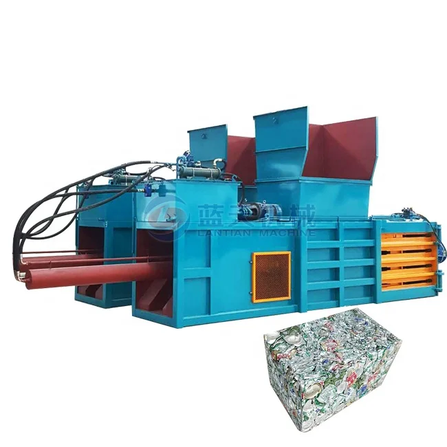 High pressure 200 ton grass baler machine automatic horizontal hydraulic baler for plastic