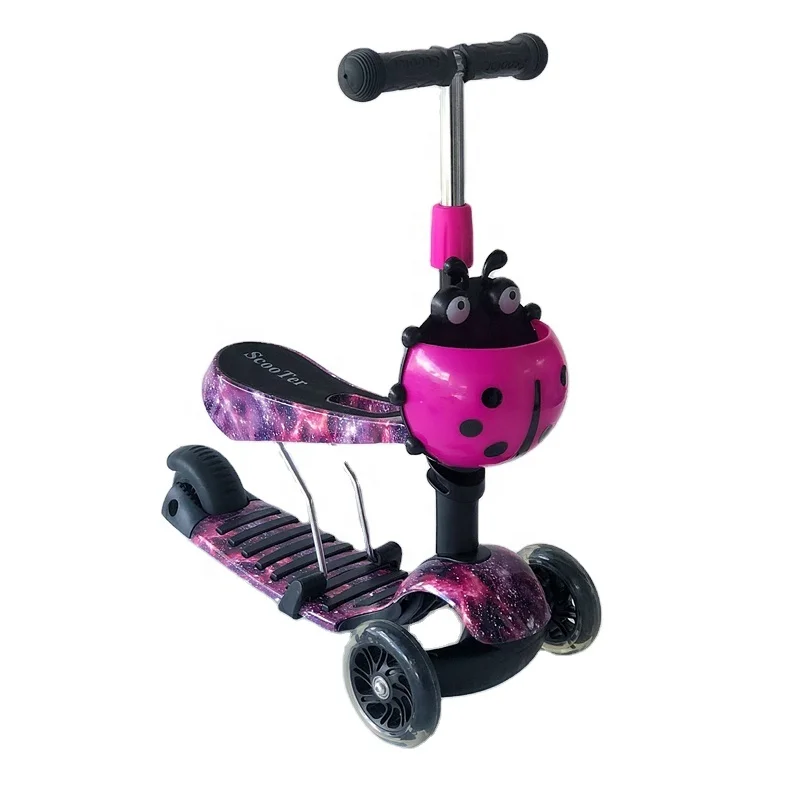 2021 Wholesale multifunction kids safety colorfull scooter LED Flashing PU Wheels toddler kick scooter