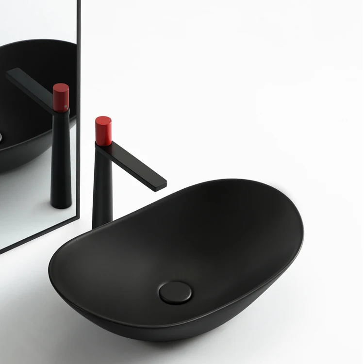 Customize Black Bathroom Sink Complete Set Oval Sanitar Ware Bathroom Round Ceramic Sink Wash