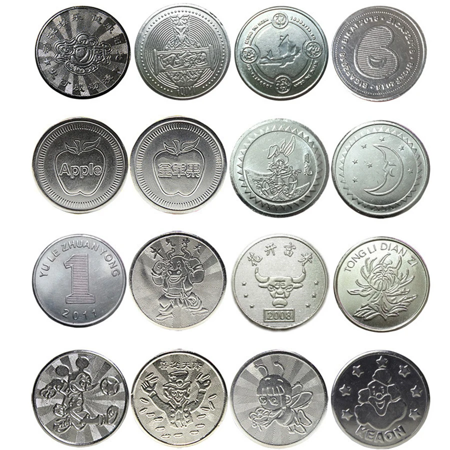 Wholesale Cheap Custom Metal Arcade Game Machine Silver Coins Token Gold Token Game Coin For Board Pusher