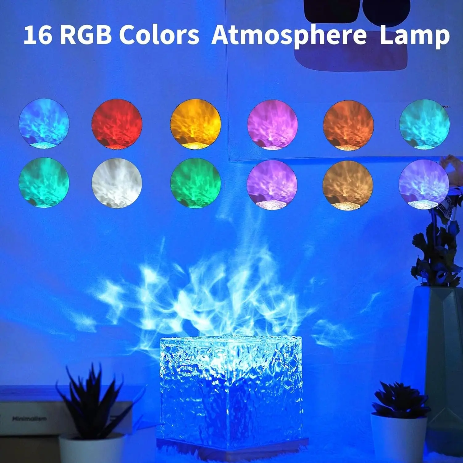 16 RGB Color Changing Aurora Glow Lamp Cube Ocean Wave Night Light Projector LED Desk Table Lamp  with Remote