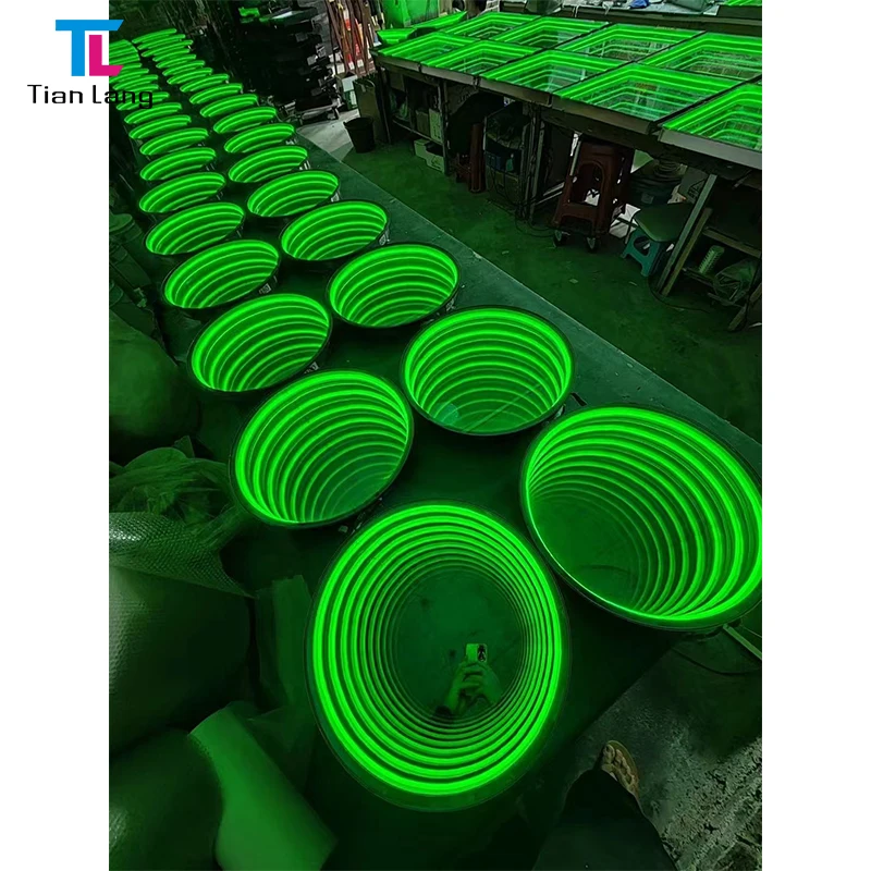 Wedding Decorations Newest Portable Panel Double Tunnel LED 3D Mirror Abyss Dance Floor For DJ Disco Stage Night Club