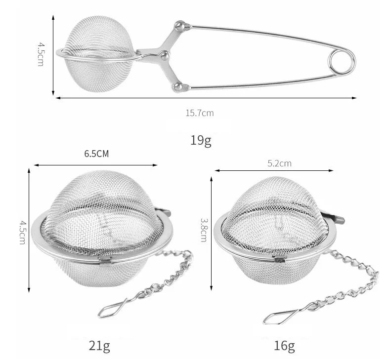Stocked Silver & Golden Stainless Steel Tea Infuser Ball Set Blooming Tea Balls with Handy Handle