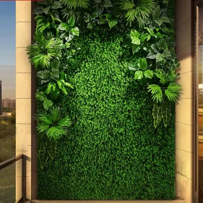 Artificial Flower Green grass Wall for garden Plastic plant wall