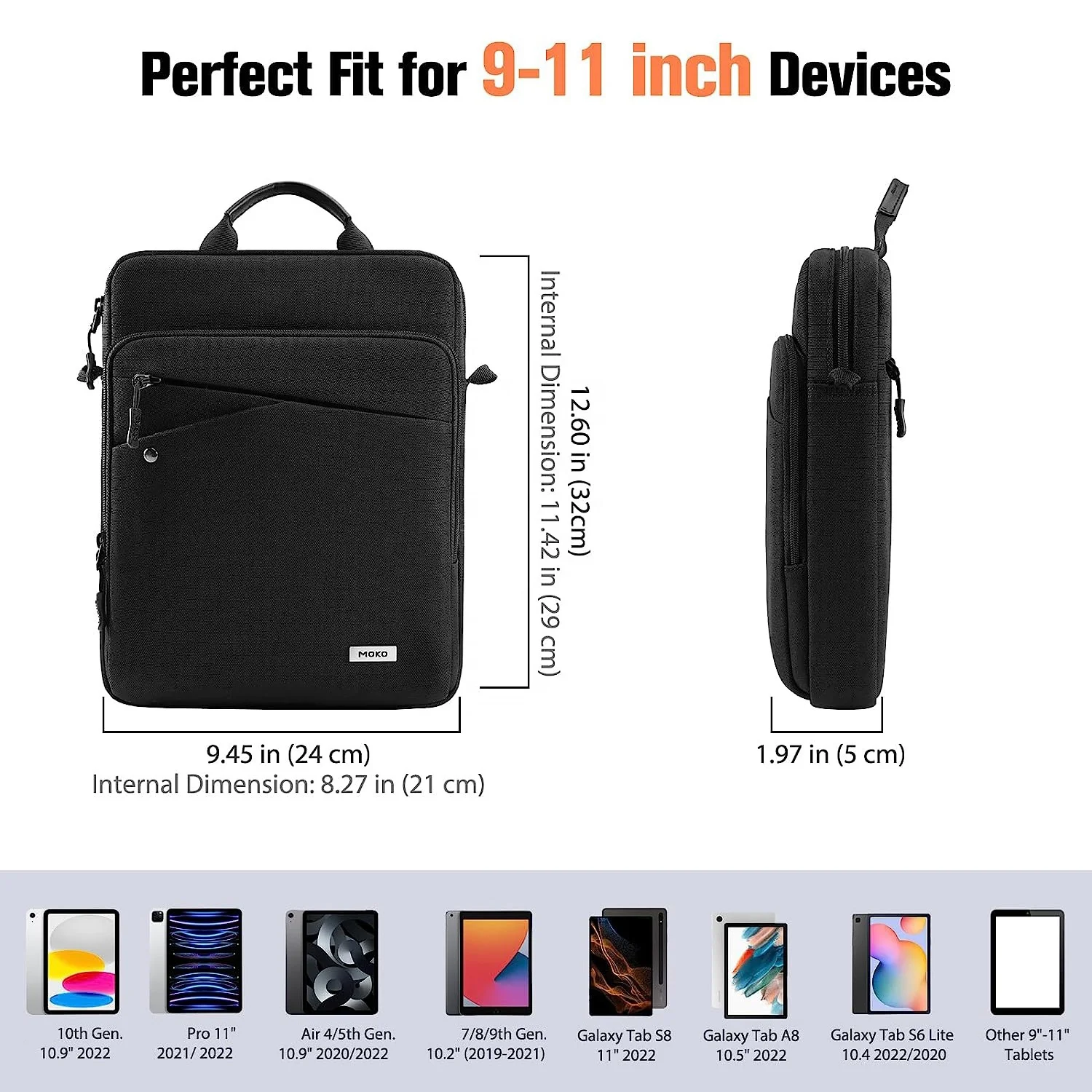 MoKo 11 inch 360 Degree Full Protective 900D Waterproof Carrying Bag Shoulder Strap YKK Zipper Tablet Bag for iPad 10th Gen 2022