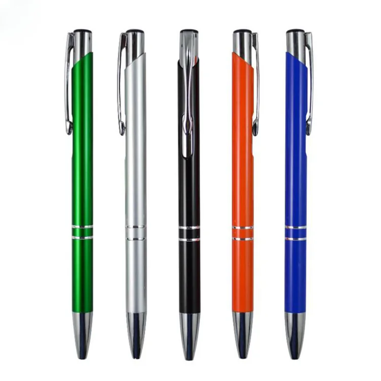Wholesale aluminum metal promotional stationery office cultural advertising click  ballpoint pen