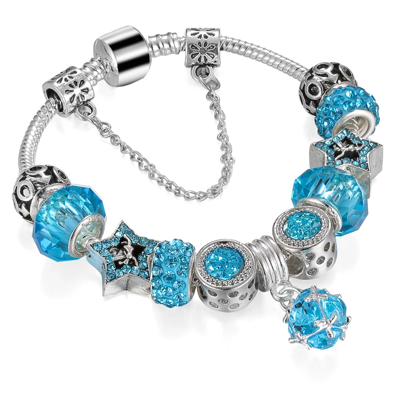 New Design Crystal Pendant Hollow Heart Cat Eye Bracelet Large Pore Bead Alloy Bracelet