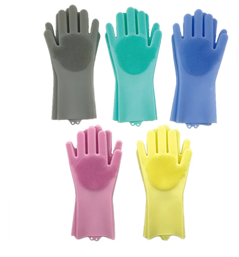 2020 New silicone waterproof non-slip multifunctional dishwashing brush magic kitchen cleaning mitts
