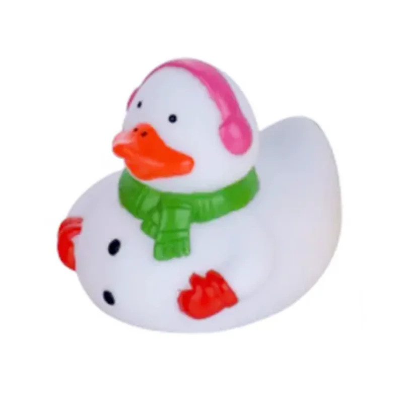 Snowman Shape Baby Water Swimming Play Toy  Bath Tub Floating Duck With Scarf And Gloves