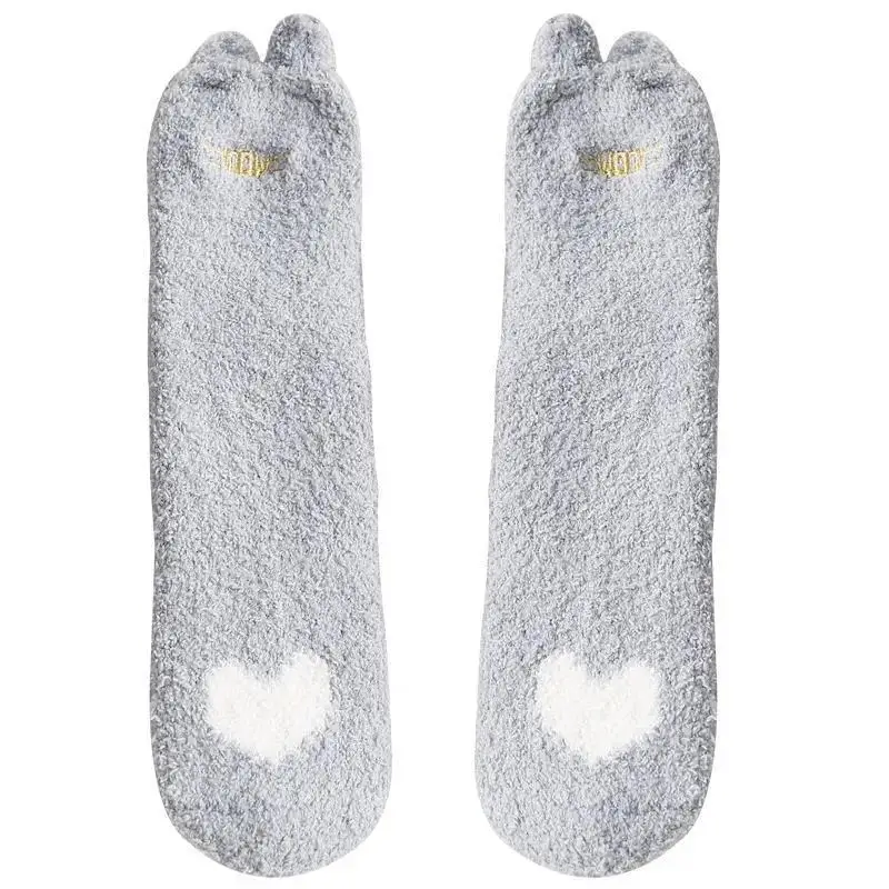 Free sample cute cozy women socks custom logo Warm thermal fuzzy terry  winter Women fluffy socks