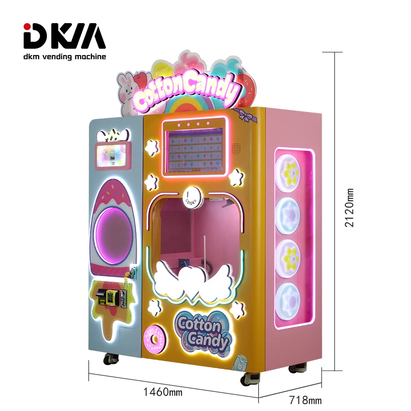 DKM Hot Selling Commercial Robot Fully Automatic Sugar Cotton Candy Floss Vending Machine