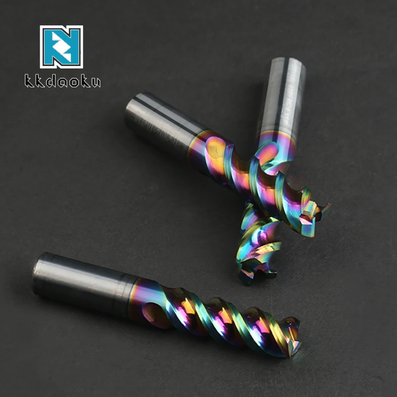 Colorful U-Shaped Slot for Aluminum 3-Flutes Carbide Alloy CNC Milling Cutter with Aluminum End Mill for Turning Tool