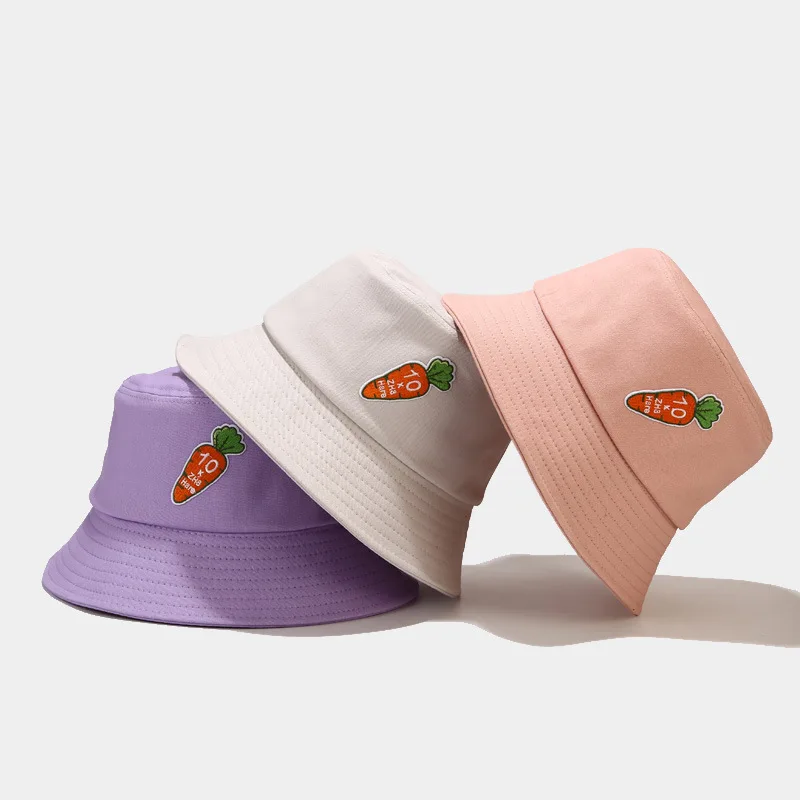 
Wholesale 2021 new summer solid color blank Embroidered carrot colorful Patterned floppy Fisherman hat unisex bucket hat 