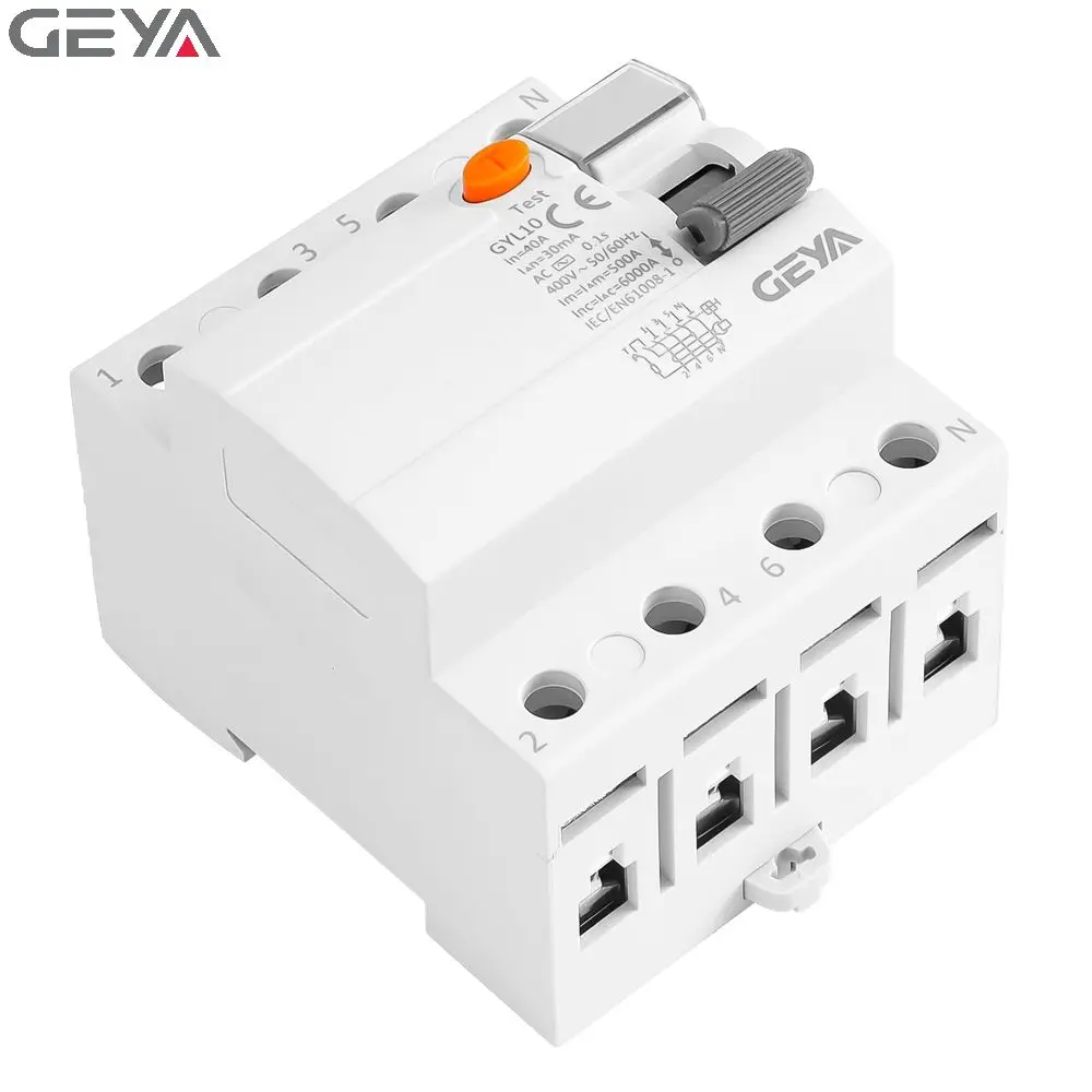 GEYA Wholesale GYL10 3 Phase + N Earth Leakage Residual Current Circuit Breaker Good Price ELCB 10mA 30mA 100mA 300mA 500mA