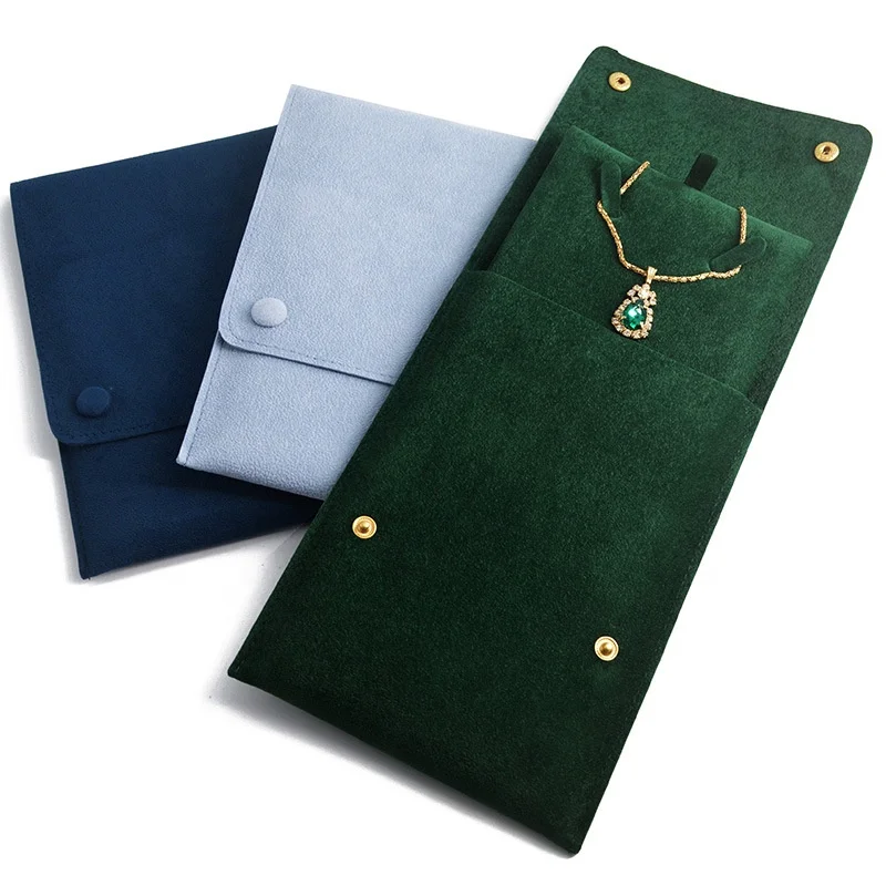 Good quality double snap fastenings plus inner card plate jewelry cloth bag earrings khaki necklace pendant bag