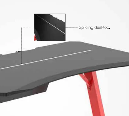 Orizeal Red Splicing Desktop Gaming Desk Computer Laptop Desk