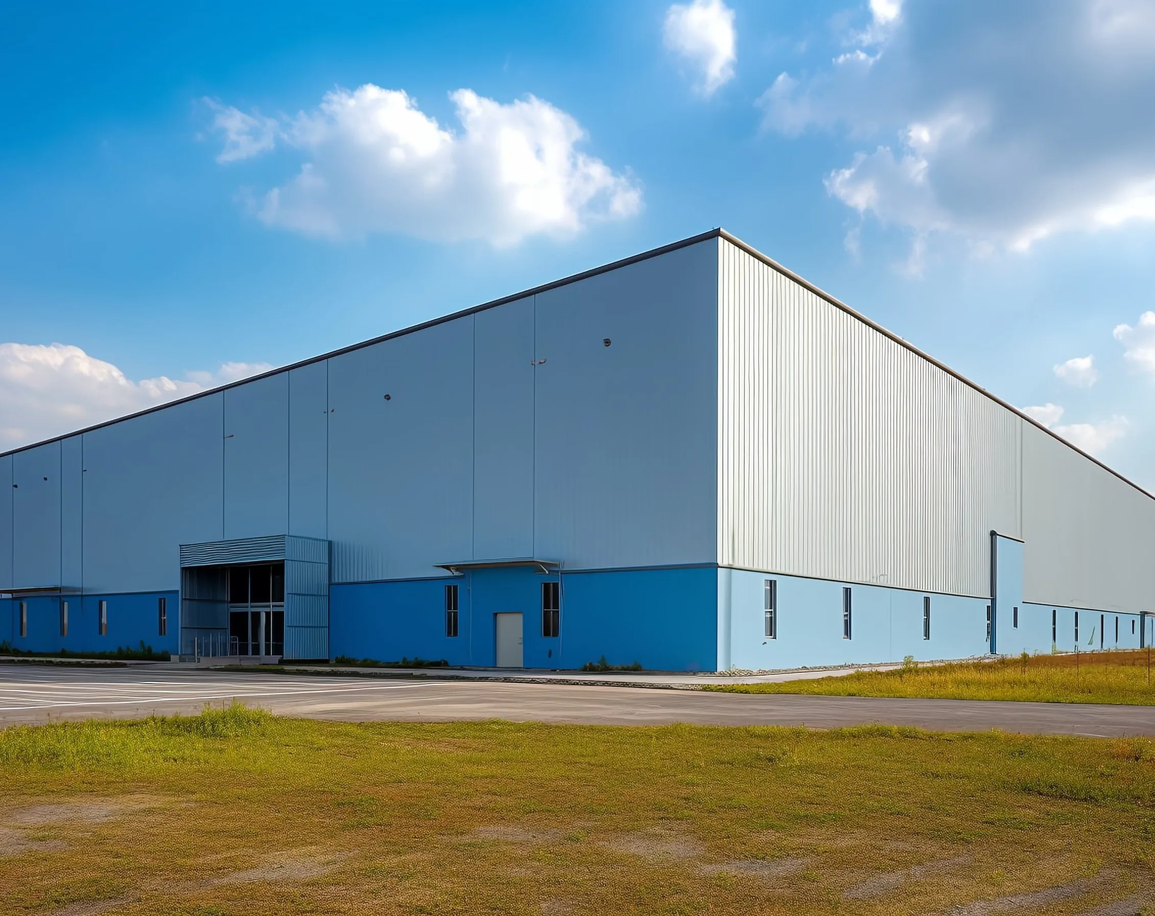 Large Span Color Steel Tile Steel Structure Warehouse Logistics Center Storage House from Qingdao China