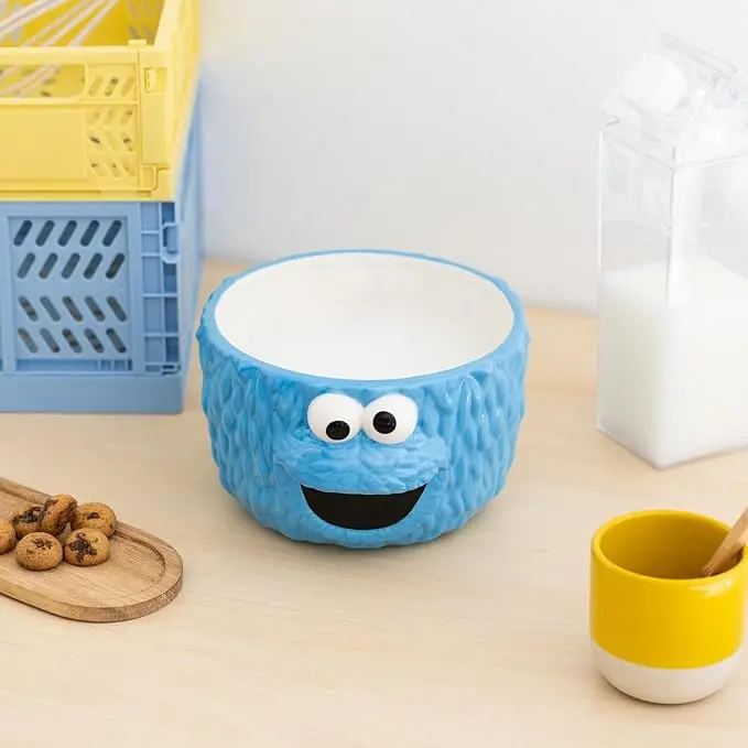 Blue Ramen Bowl 1100 ml Cereal Bowl Popcorn Bowl Kitchen Decor Cookie Monster Toys  Sesame Street Toys