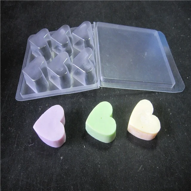 clear 6  cavity  heart shape  wax melt clamshell packaging