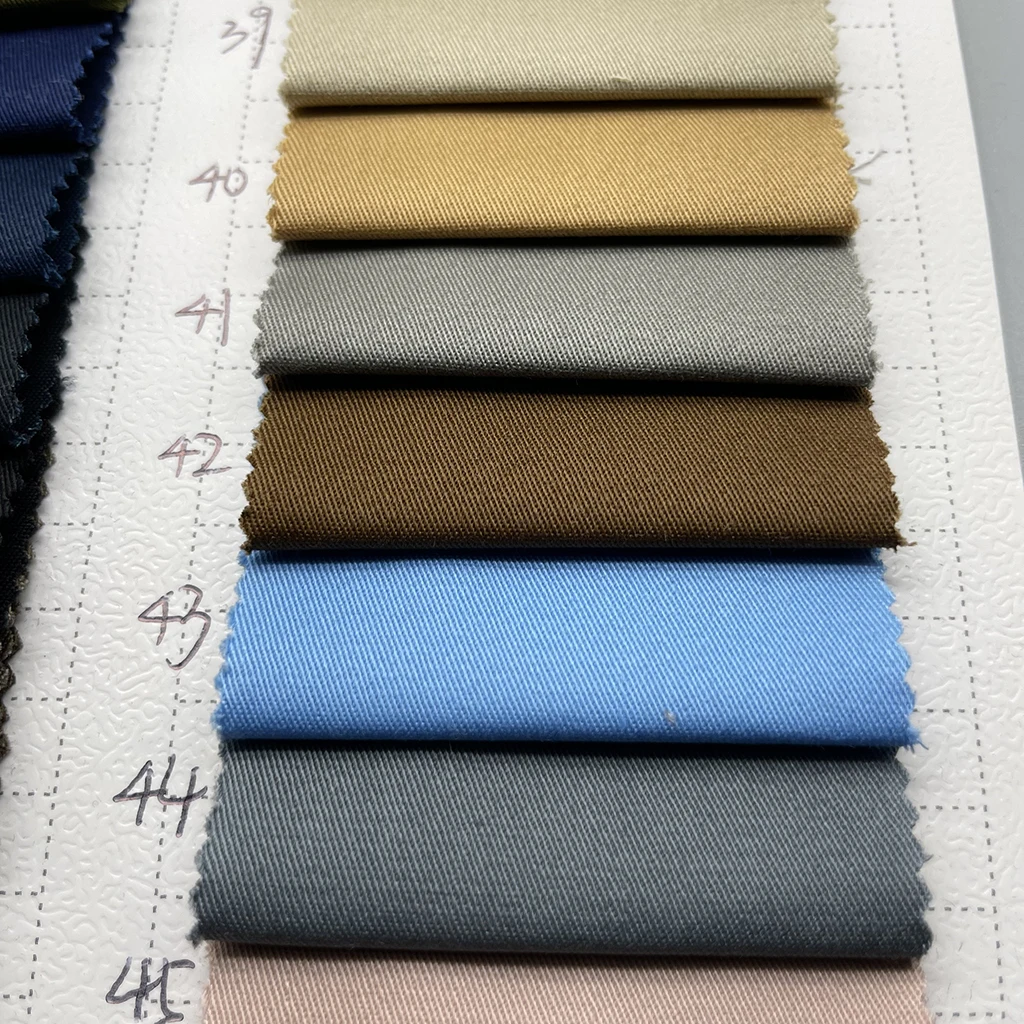97% Cotton 3% Spandex Elastic Pants Fabric high density Cotton khaki Woven Elastane Twill Fabric For Trousers, pants