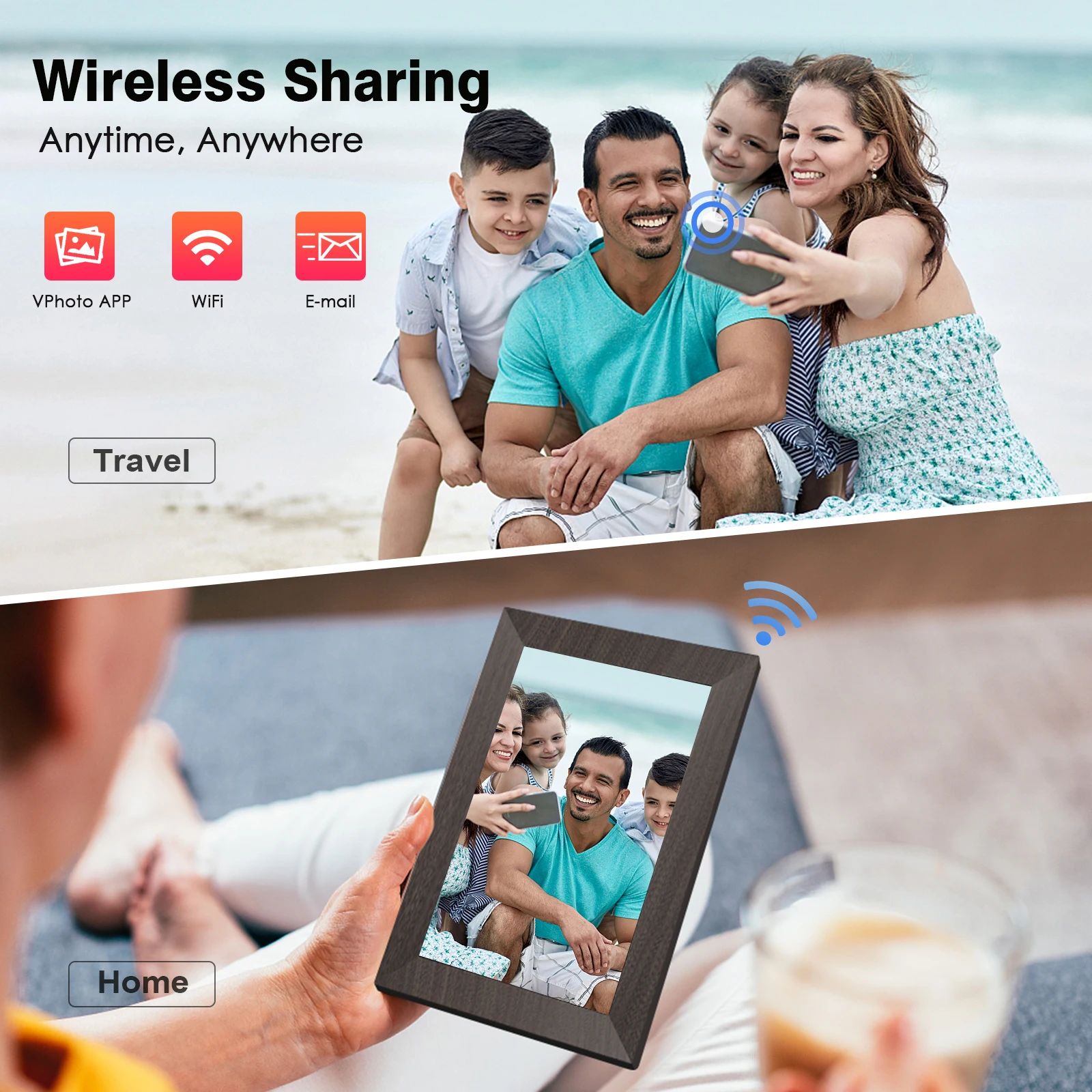 Цифровая фоторамка для фильмов, оптовая продажа, 10,1 дюйма, Бесплатная загрузка, полностью английский, синий, черный, акриловые часы, OEM аудио, AAC APE DAT Video