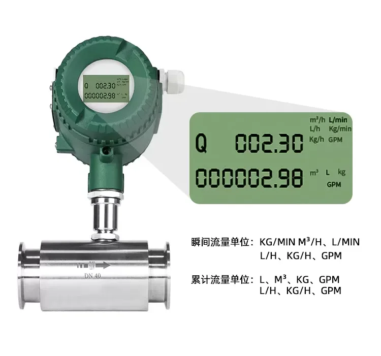 Turbine flow meter stainless steel pipe flange thread clamp liquid oil alcohol water turbine sensor