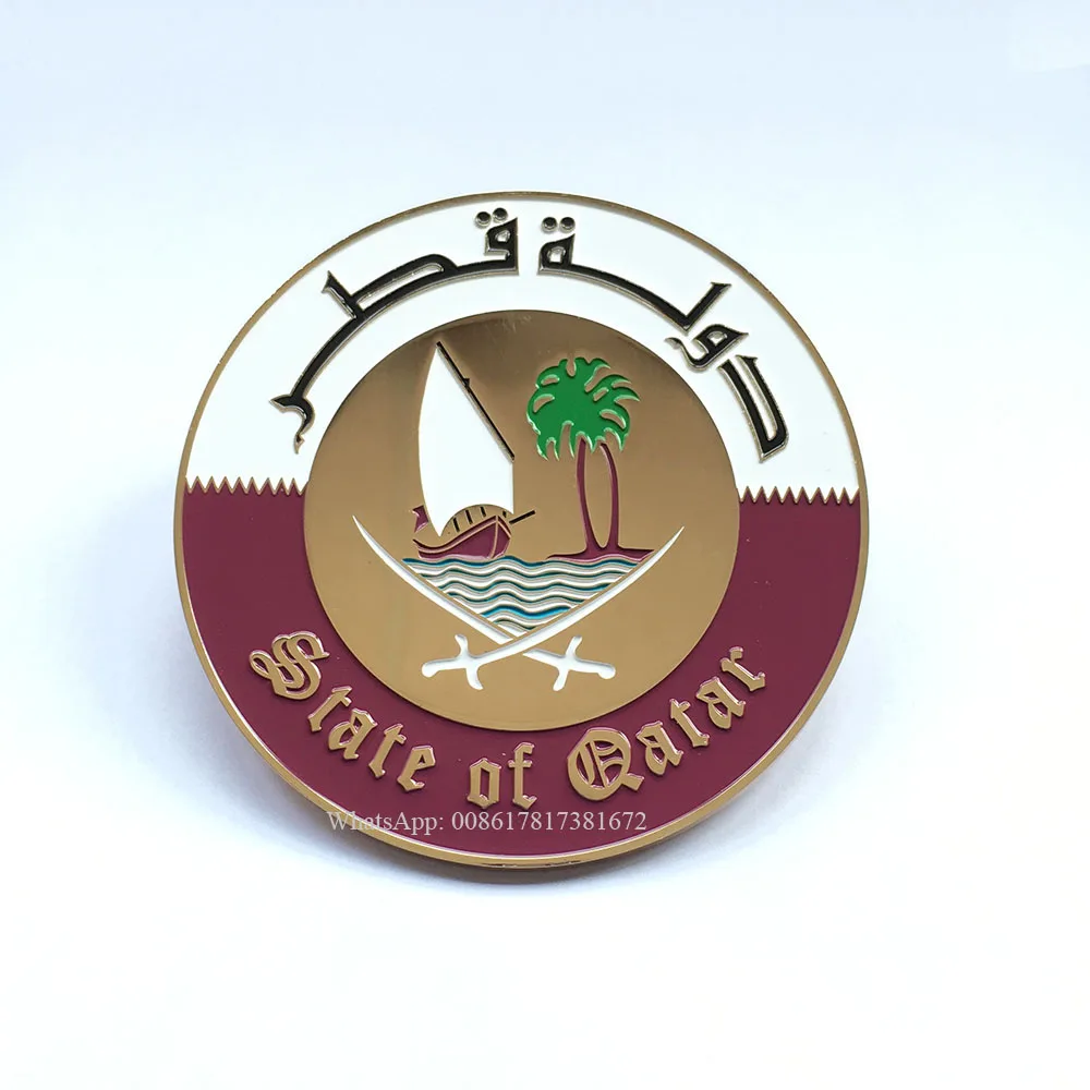 Ready Stock!! State Of Qatar National emblem logo car badges with screws and nuts