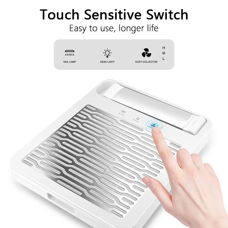 Powerful Electric Nail Table Vacuum Cleaner Dust Collector Extractor with Lamp