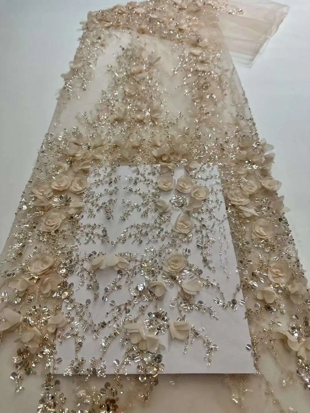 Wholesale 3d african wedding gold lace fabric
