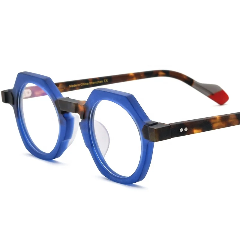 Fashion Unisex Acetate Optical Frame Eyeglass Frames Hexagonal Glasses Frame Men