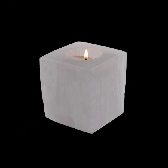 Wholesale Natural Carved Selenite Crystal Lamp Selenite Crystal Candle Holder
