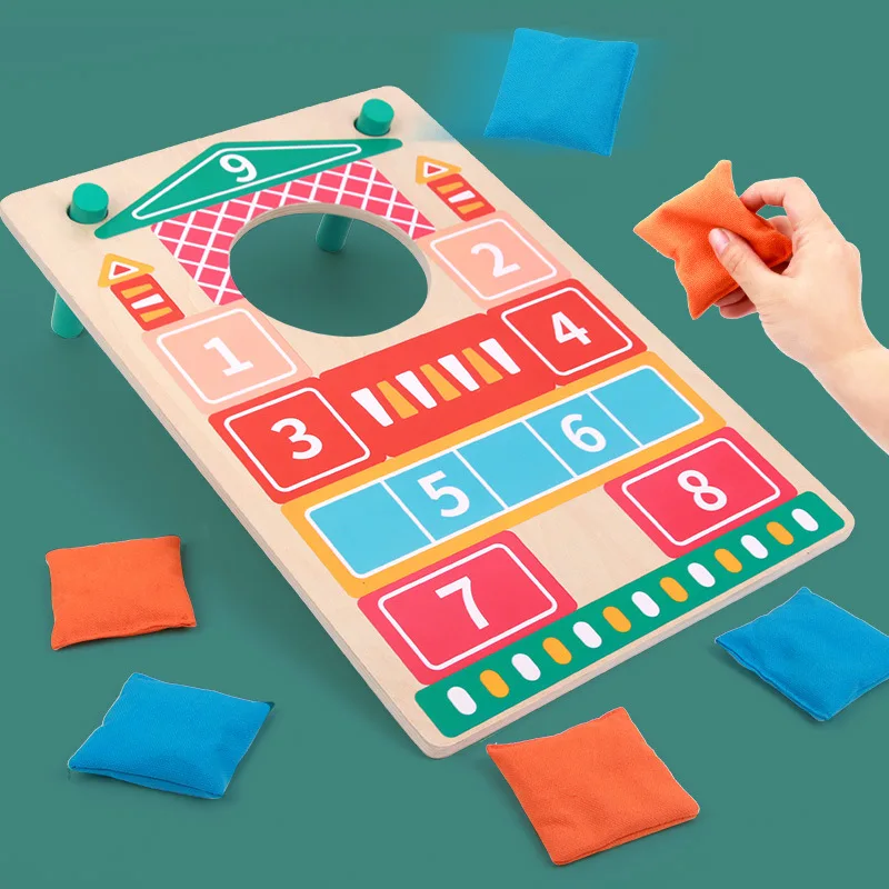 kids Outdoor Toys Custom Wooden Portable Beanbag Toss Game Sandbag Board Toddler Wooden Portable Bean Bag Throwing Game