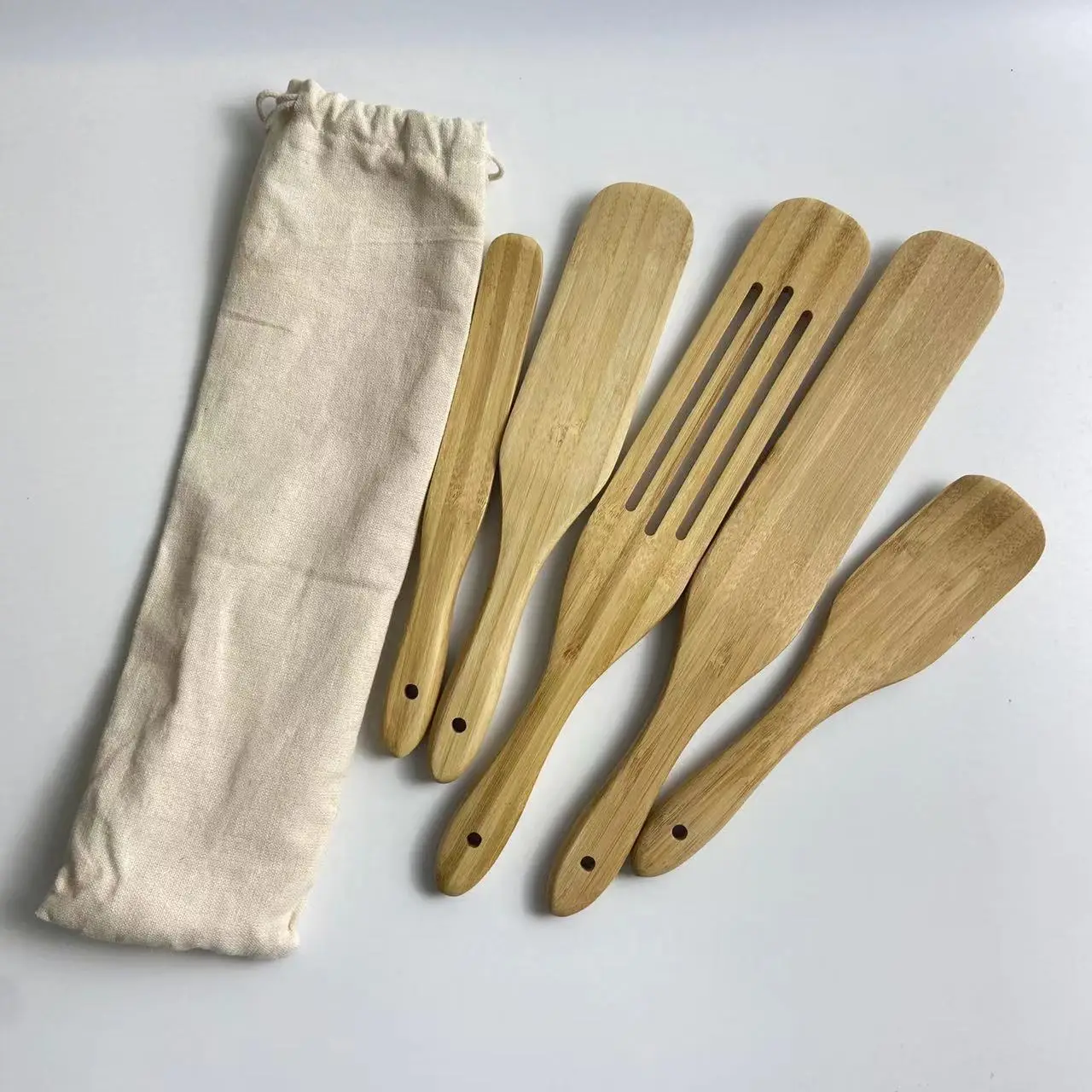 Diyue Home Kitchen Cooking Utensils Tool Eco Friendly Camping Spatula Set of 5 Spatulas Organic Bamboo Wood Spatula