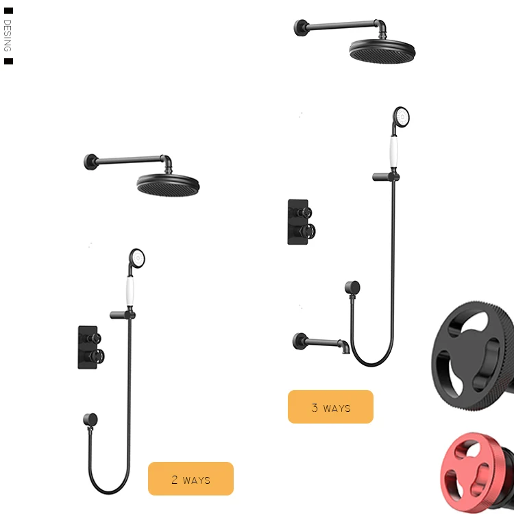 
Guangdong kaiping Professional custom 2 ways Brass Wall Mounted Bathroom Thermostatic Shower Set 
