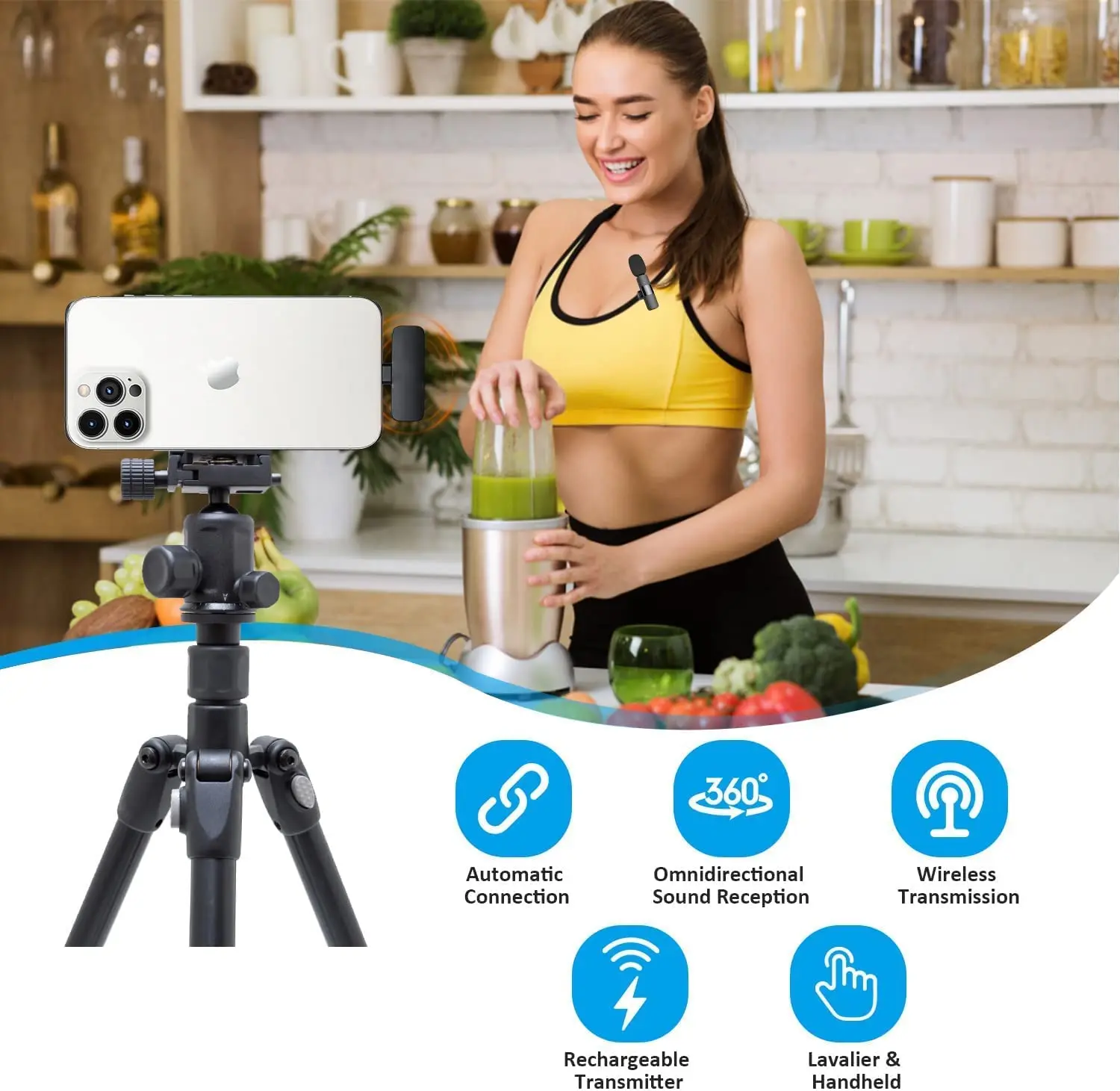 OEM ODM беспроводной петличный микрофон K8 для записи видео Vlog Android &