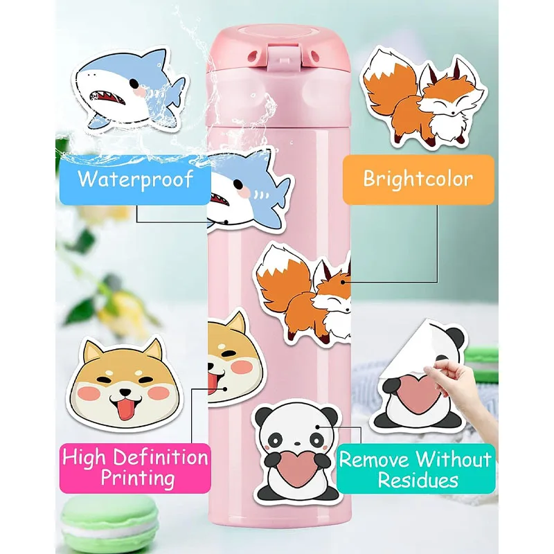 100 Pcs Cute Animal Stickers for Kids Water Bottle Stickers for Kids Waterproof Vinyl Laptop Kids Stickers Pack