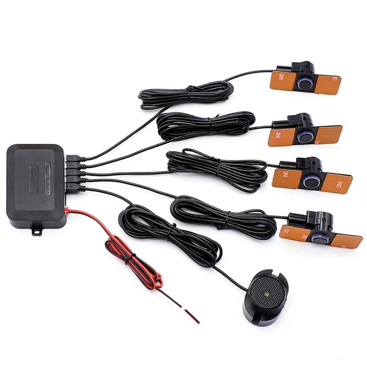 Parking Sensor Car Parking Kit Buzzer 23mm 4 Sensors Reverse Backup Radar Sound Alert Indicator Probe System 12V 7 Colors