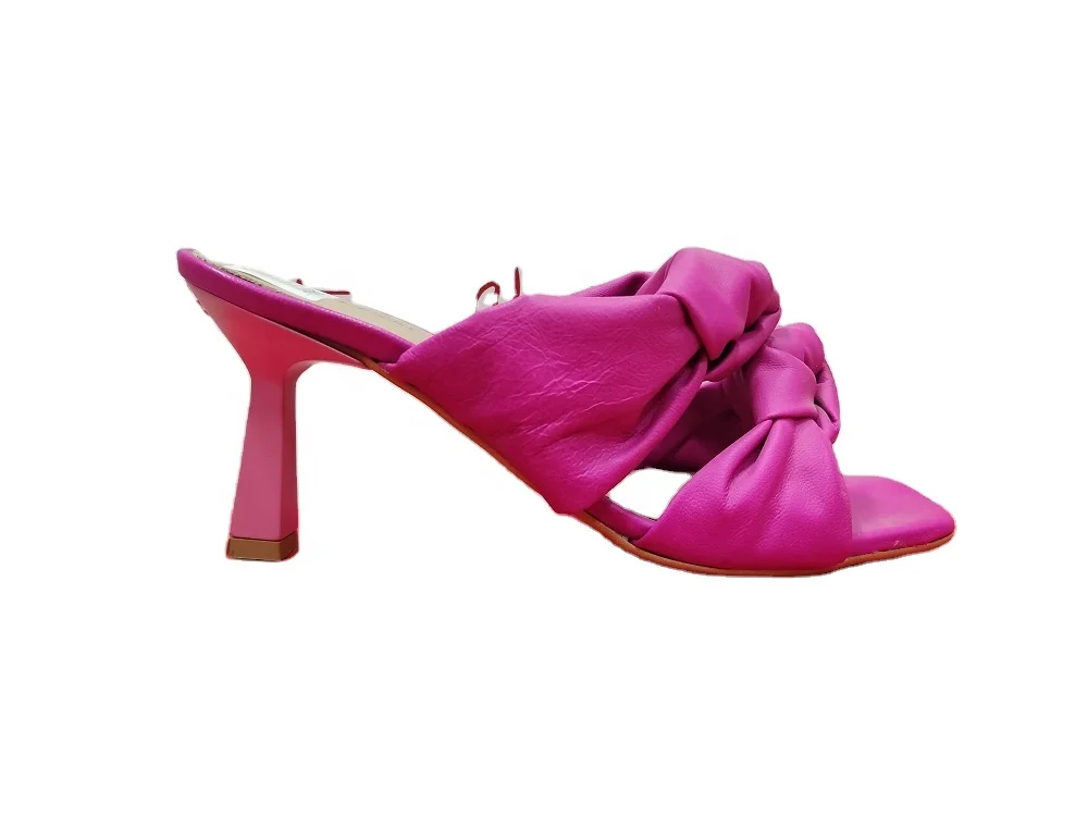 Italian Lady Elegant 70 Millimeters T3598 Comma Heel Footwear High Quality Vanplast Rubber and ABS Material Hand Painted