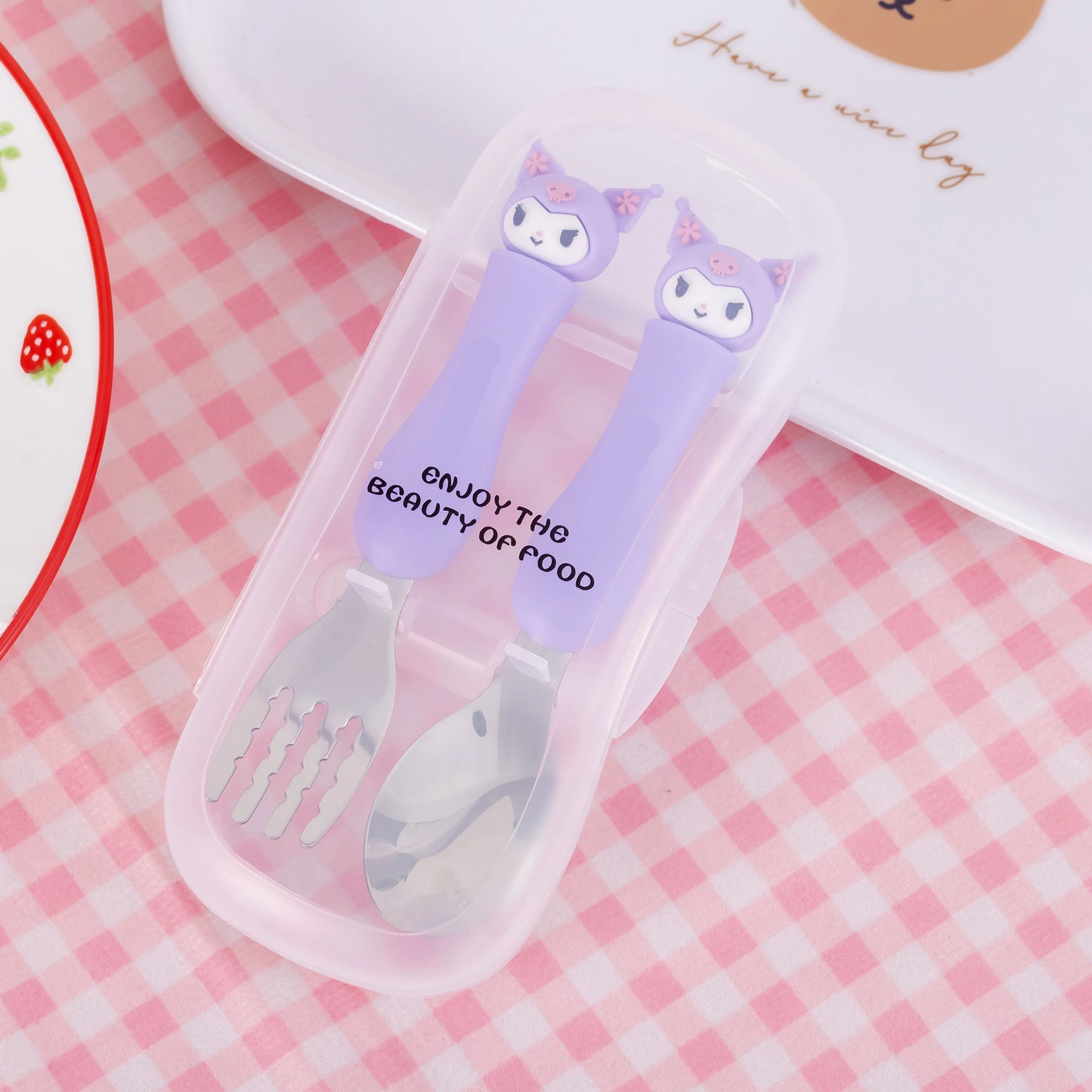 New Wholesale Infant And Toddler Cartoon Tableware 304 Stainless Steel Spoon And Fork Boxed Cartoon Tableware