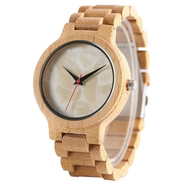 Beige Face 100% Handmade Full Bamboo Wood Watch Japan Miyota Movement Quartz WatchFashion Minimalist Military