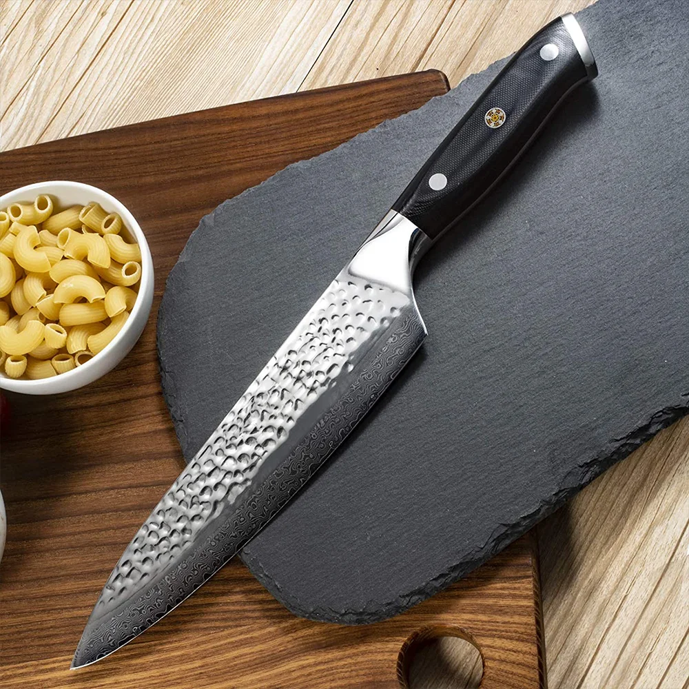 Unique japanese kitchen damascus chef knives set making chopping sharpest German carbon steel blank knife custom logo