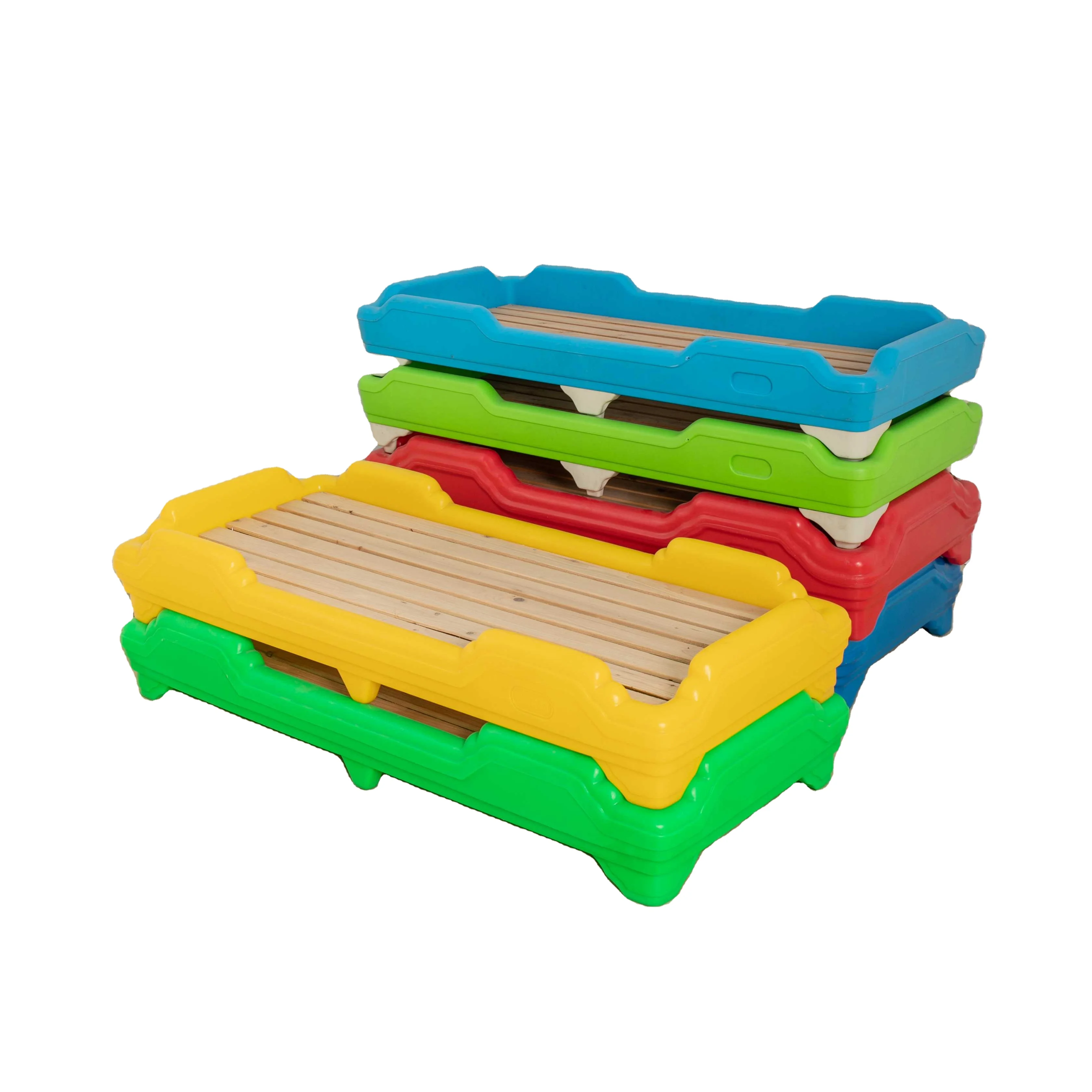 High Quality Various Pure Color Kindergarten Cheap Toddler Plastic Kids Bed