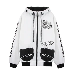 Japanese game factory custom Kantai Collection pattern print white autumn and winter long sleeve hooded zipper jacket OEM