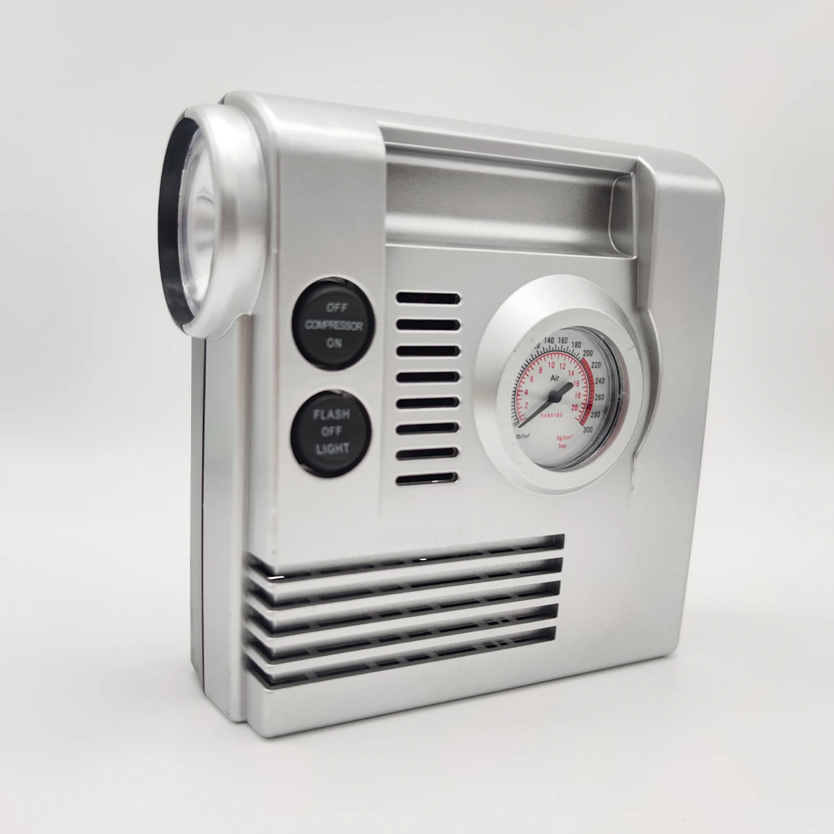 Car dial tire air pump plastic air compressor square tire inflator 12v 19mm cyliner with LED light