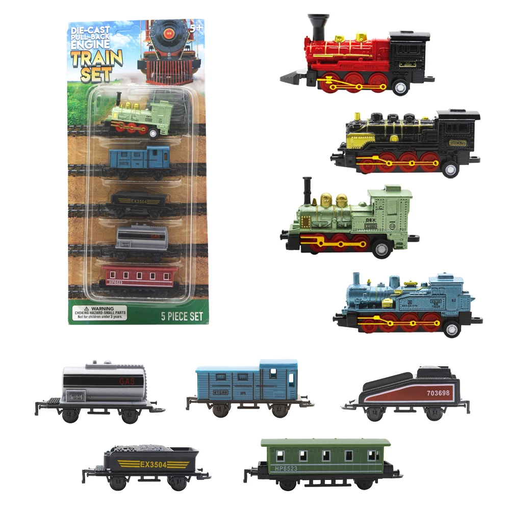 
5pcs High Quality Mini Diecast Toy Vehicles Alloy Pull Back Train Model 