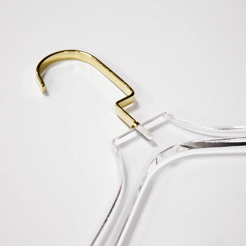 Wholesale clear acrylic coat suits dress clothes hangers for home / garment stores custom size and logo printing
