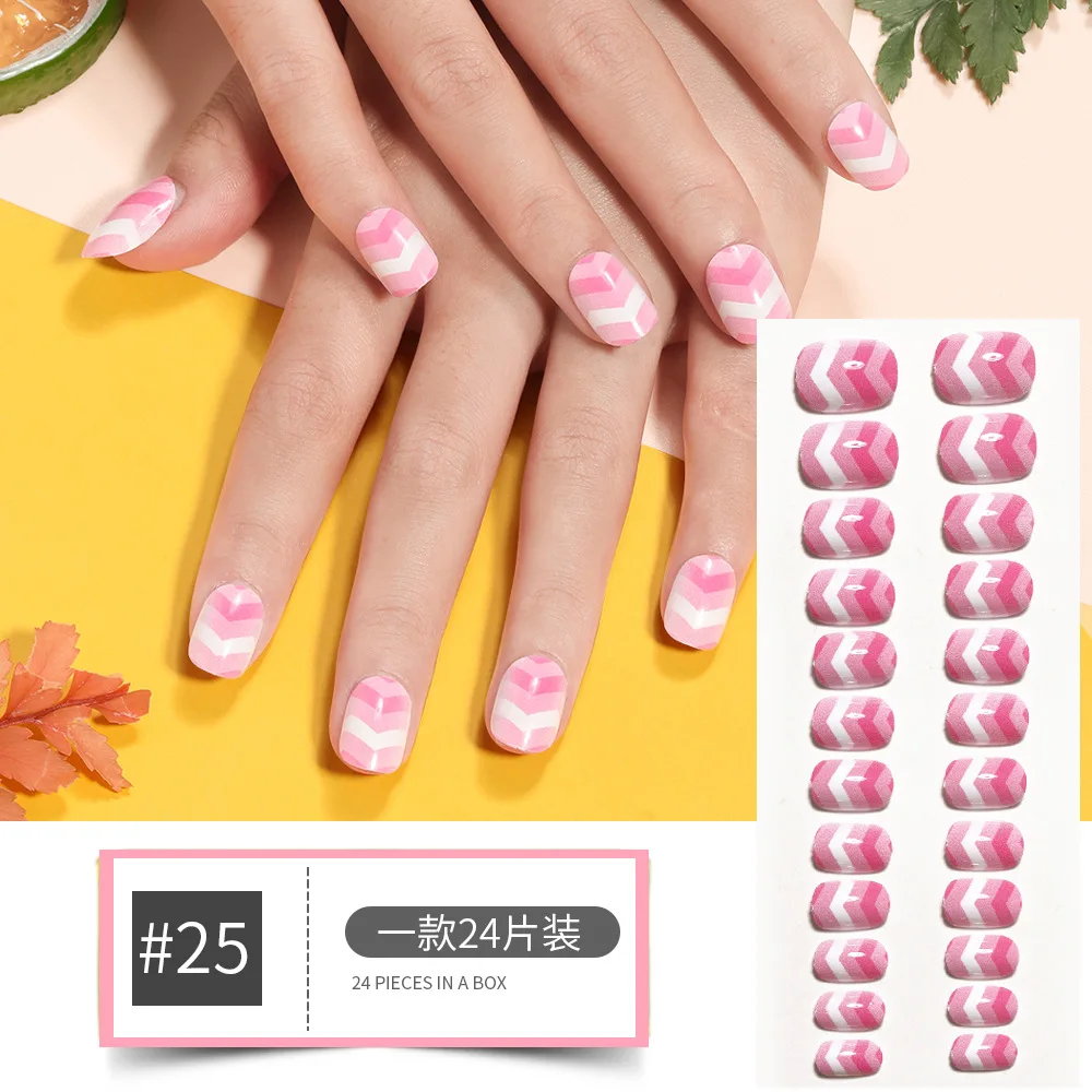 Wholesale Cartoon Child Press on nails Cute butterfly mini press on nails Pink packaging box fake nails for little girl