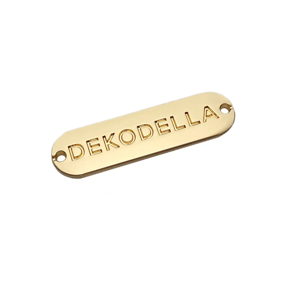 Custom Garment Accessories Shoe Metal Label Engraving Name Logo Textured Metal Hang Tag Seal String